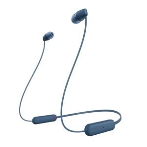 Sony WI-C100 Wireless Headphones with Customizable Equalizer for Deep Bass & 25 Hrs Battery, DSEE-Upscale, Splash Proof, 360RA, Fast Pair, in Ear Bluetooth Headset with Mic for Phone Calls (Blue)