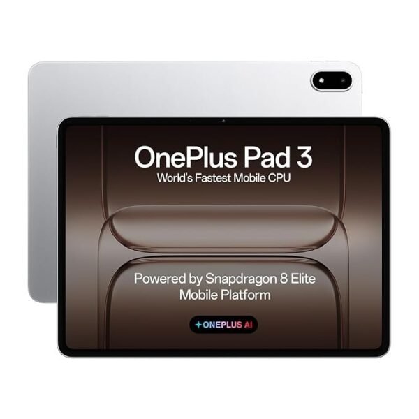 OnePlus Pad 3 World's Fastest Snapdragon 8 Elite Processor, 13.2" 3.4k Screen, 144Hz Adaptive Refresh Rate, 8 Speakers, AI, 12140 mAh Battery, 16 GB RAM + 512 GB ROM WiFi, Frosted Silver